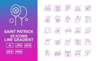 25 Premium Saint Patrick Line Gradient Icon Set