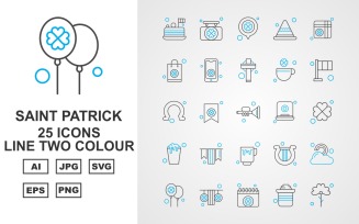 25 Premium Saint Patrick Line Two Color Icon Set