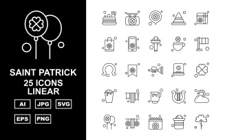 25 Premium Saint Patrick Linear Icon Set