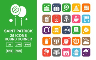 25 Premium Saint Patrick Round Corner Icon Set
