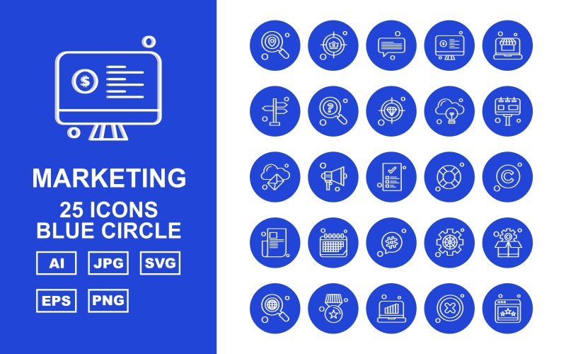 25 Premium Medical Blue Circle Icon Set