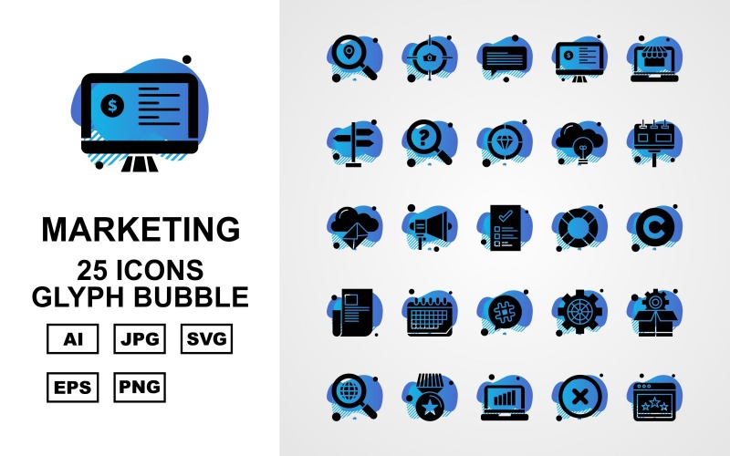 25 Premium Medical Glyph Bubble Icon Set
