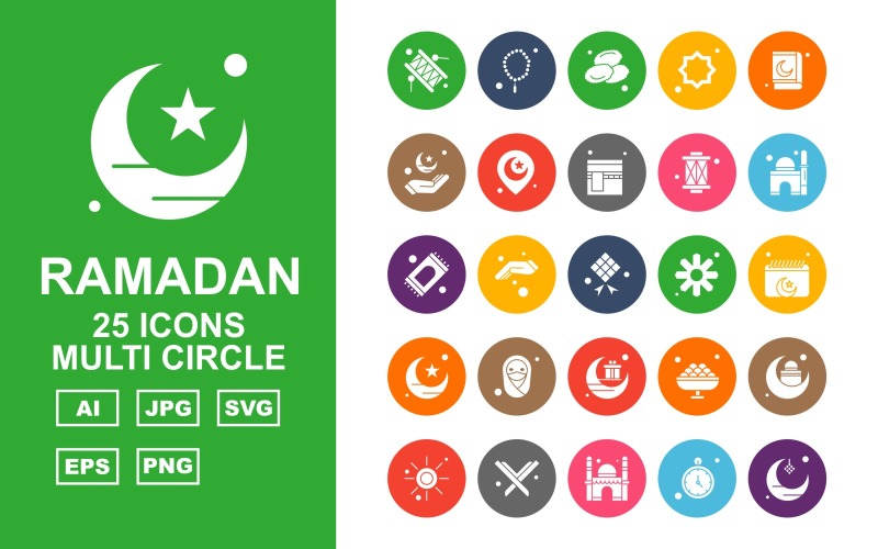 25 Premium Ramadan Multi Circle Icon Set