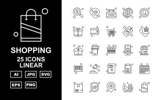 25 Premium Shopping Linear Icon Set