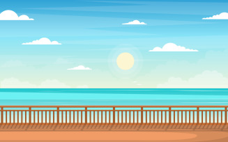 Blue Sea Landscape - Illustration