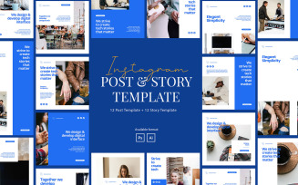 Corporate Instagram Post and Story Template for Social Media