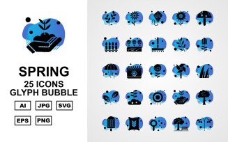 25 Premium Spring Glyph Bubble Icon Set