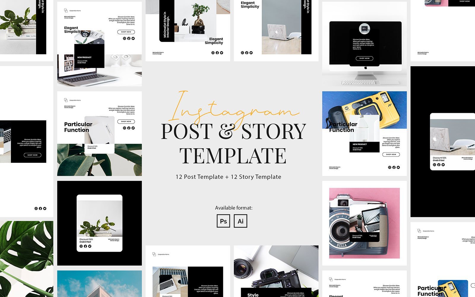 Kit Graphique #136607 Instagram Entreprise Web Design - Logo template Preview