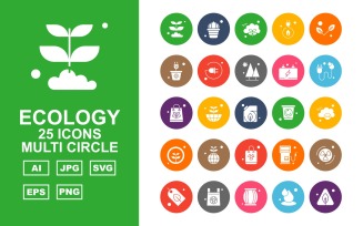 25 Premium Ecology Multi Circle Icon Set
