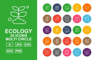 25 Premium Ecology Multi Circle Icon Set