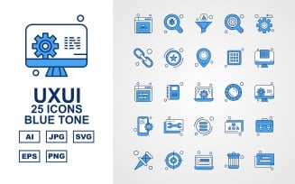 25 Premium UXUI II Blue Tone Icon Set