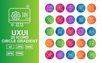 25 Premium UXUI II Circle Gradient Icon Set