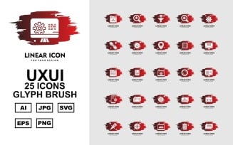 25 Premium UXUI II Glyph Brush Icon Set