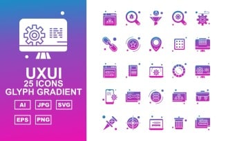 25 Premium UXUI II Glyph Gradient Icon Set