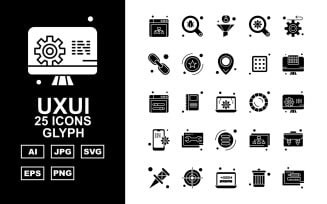 25 Premium UXUI II Glyph Icon Set