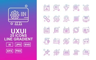 25 Premium UXUI II Line Gradient Icon Set