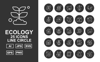 25 Premium Army War Line Circle Icon Set