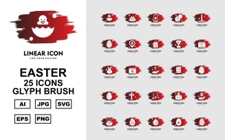 25 Premium Easter Glyph Brush Icon Set