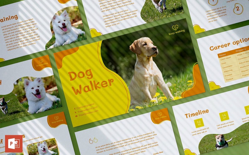 Dog Walker Presentation PowerPoint template PowerPoint Template