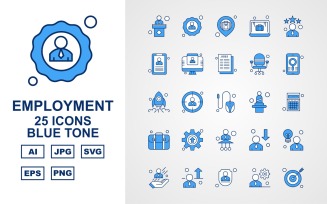25 Premium Employment Blue Tone Icon Set