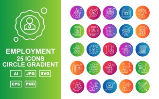 25 Premium Employment Circle Gradient Icon Set