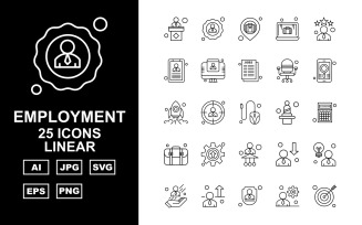 25 Premium Employment Linear Icon Set