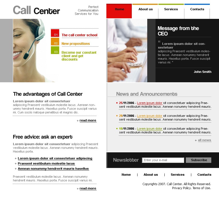 Call Center Website Template #13777
