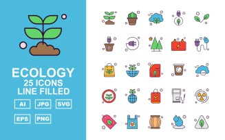 25 Premium Android Apps Line Filled Icon Set