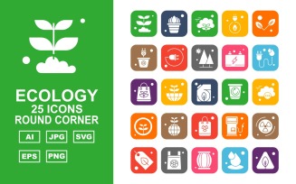 25 Premium Ecology Round Corner Icon Set
