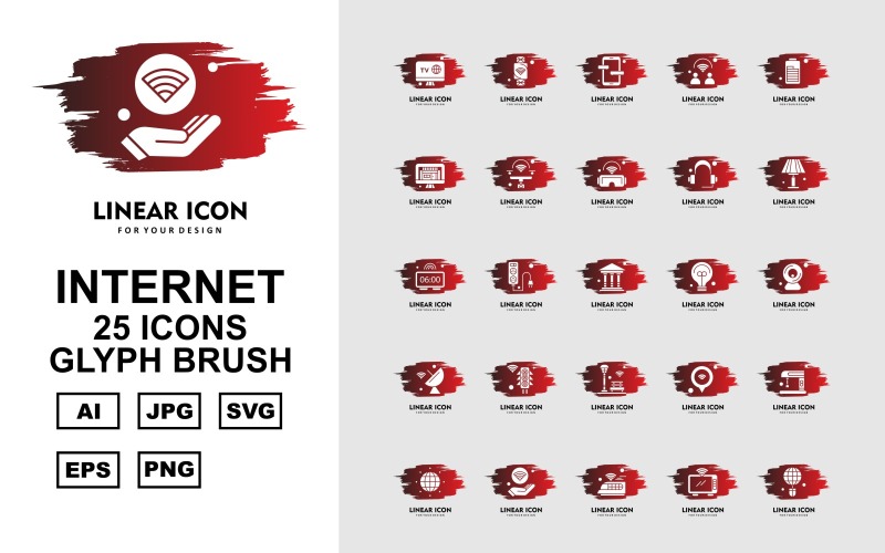 25 Premium Internet II Glyph Brush Icon Set