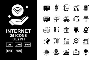 25 Premium Internet II Glyph Icon Set