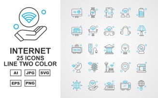 25 Premium Internet II Line Two Color Icon Set