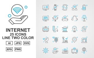 25 Premium Internet II Line Two Color Icon Set