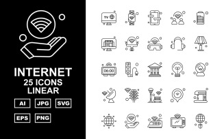 25 Premium Internet II Linear Icon Set