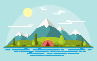 Mountain Camping Park - Illustration