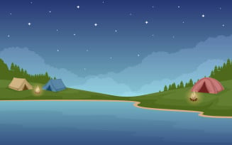 Night Camping Park - Illustration