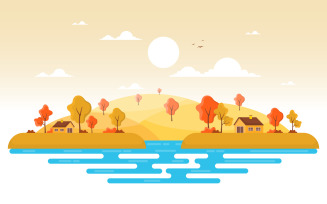 Fall Season Landscape - Illustration