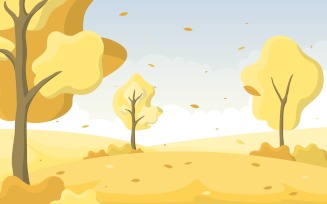 Golden Fall Landscape - Illustration
