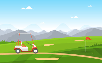 Golf Field Landscape - Illustration