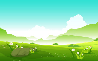 Summer Green Field - Illustration