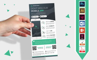 Rack Card | Mobile App Promotional DL Flyer Vol-02 - Corporate Identity Template