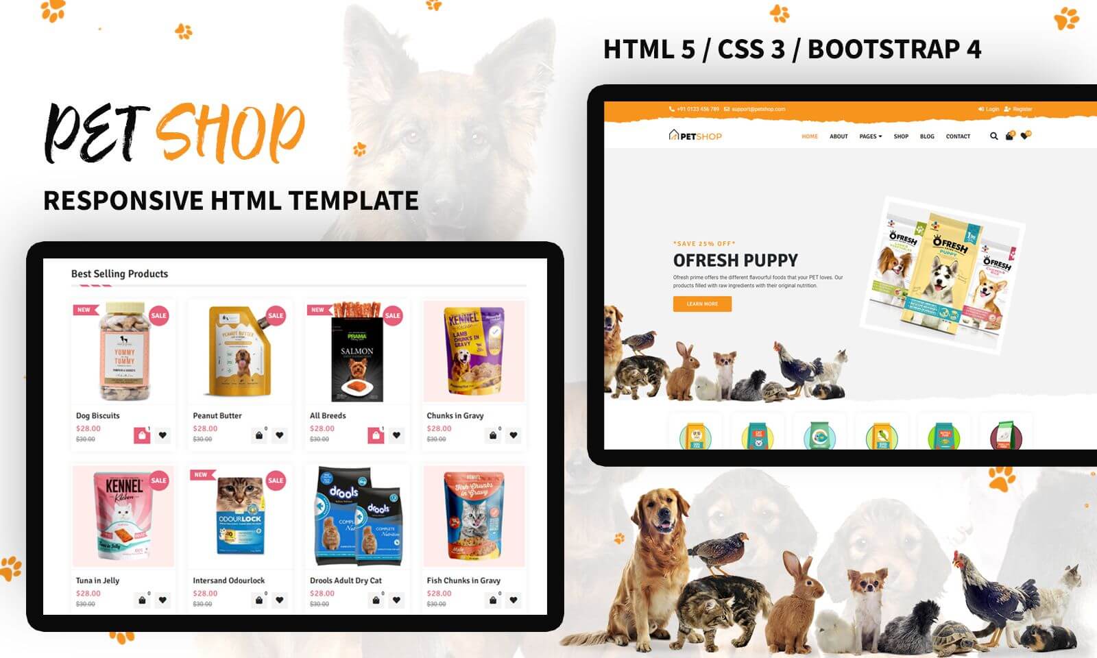 Modello Siti Web Responsive #138611 "Pet Store Responsive"