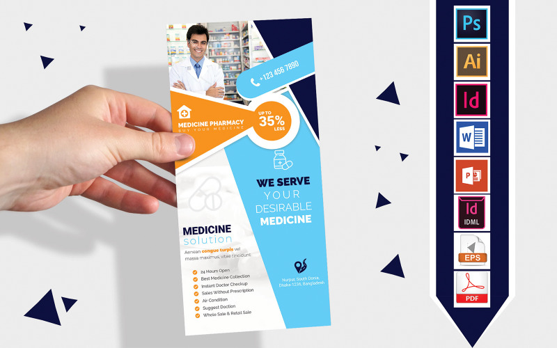 Rack Card | Pharmacy or Medicine Shop DL Flyer Vol-02 Corporate Identity