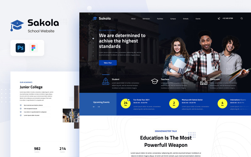 Sakola - Senior High School Website Design UI UI Element
