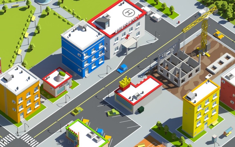 Low Poly City 3D Model