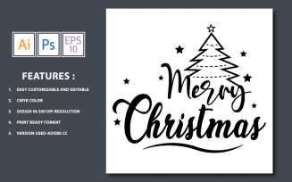 Merry Christmas Design with Black Text - Illustration