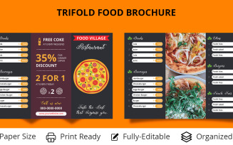 Trifold Food Menu Brochure, Flyer PSD, AI - Corporate Identity Template