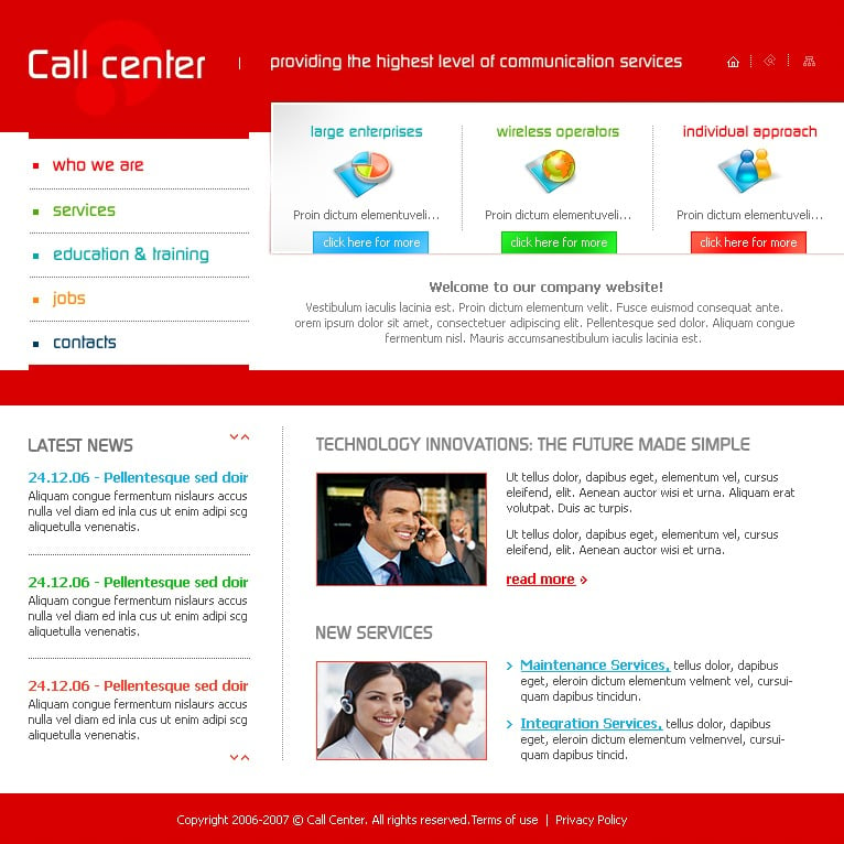 Call Center Website Template #14032