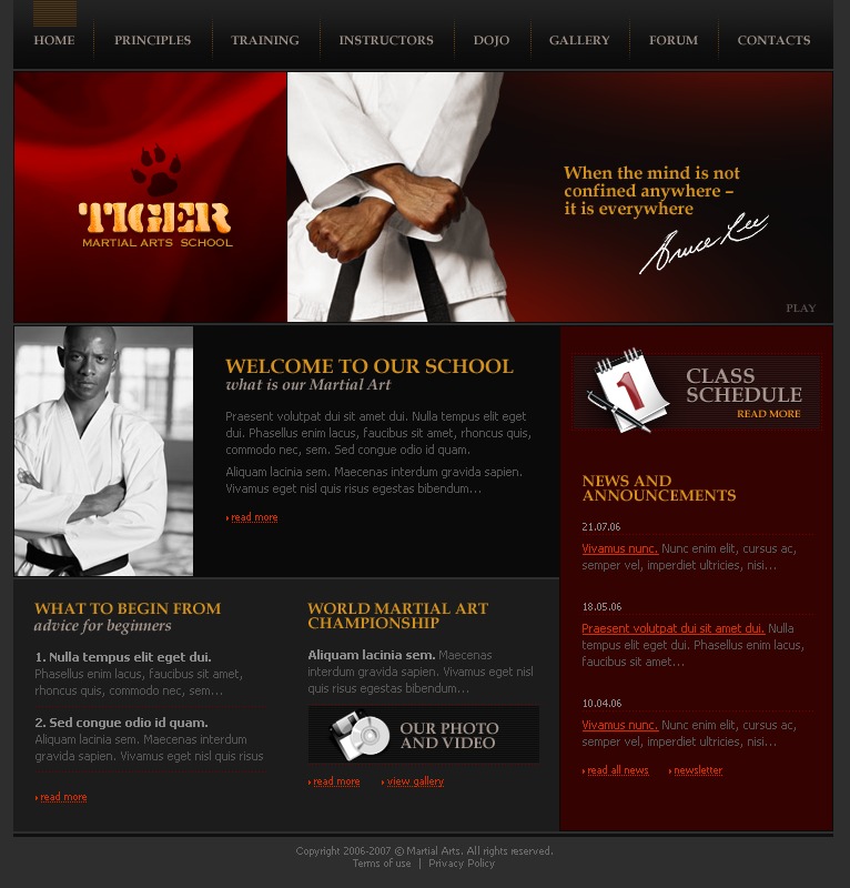 Martial Arts Website Template #14021
