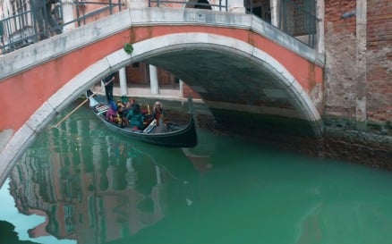Tourists Sailing in Gondola along the Water Canal in Venice, Italy vehicles - Stock Video